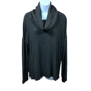 Small Bordeaux Dark Grey Cowl Neckline Sweater Oversized Fit Long Sleeve